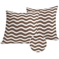 thumbnail image 1 of Brown White Outdoor Pillow Covers 16x16 Set of 2,Waterproof Patio Throw Pillowcase Protectors,Modern Abstract Waves Water Ripple Striped Decorative Pillow Shams Cushion Covers for Seat Bed Couch Sofa, 1 of 8
