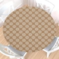 thumbnail image 1 of Brown White Round Fitted Tablecloth with Elastic Edge,Water&Stain-Resistant Wipeable Picnic Weave Table Cover for 48"-52" Found Tables Reusable Dots Geometric Table Cloth for Dinner,Outdoor,Patio, 1 of 6