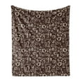 thumbnail image 1 of Brown and White Soft Flannel Fleece Blanket, Hand Drawn Style Pattern with Coffee Tea Cups Donuts and Sweets, Cozy Plush for Indoor and Outdoor Use, 60" x 80", Dark Brown and White, by Ambesonne, 1 of 5
