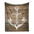 thumbnail image 1 of Brown and White Soft Flannel Fleece Throw Blanket, Anchor Motif Hand Drawing Boating Sketch Rustic Wooden Planks Coastal, Cozy Plush for Indoor and Outdoor Use, 60" x 80", Taupe Coconut, by Ambesonne, 1 of 5