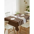 thumbnail image 1 of Brown White Stripe Tablecloth Rectangle Table Cloth 52x70, Waterproof Tablecloth Outdoor Table Cloth, Modern Rustic Vertical Striped Washable Table Cover for Kitchen Dinning Party, 1 of 8