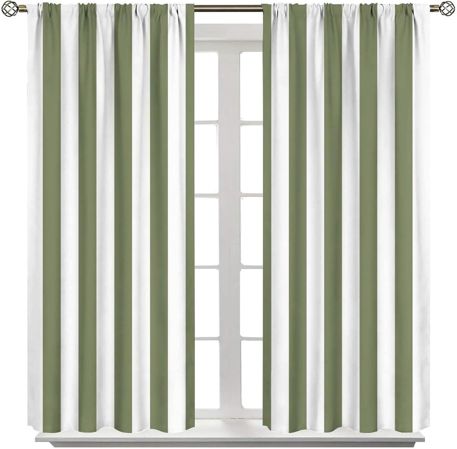 Brown and White Striped Curtains Vertical Stripe Geometric Modern ...