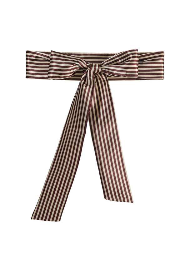 Brown White Striped Skinny Scarf Belt Fashion Satin Silk Purse Bag Neck Scarfs Silky Long Thin Ribbon Band Hair Head Scarves Waist Belts Necktie