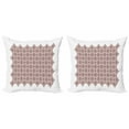 thumbnail image 1 of Brown and White Throw Pillow Cushion Cover Pack of 2, Javanese Batik Ornament Old Fashioned Cultural Vintage Tile, Zippered Double-Side Digital Print, 4 Sizes, Brown and White, by Ambesonne, 1 of 2
