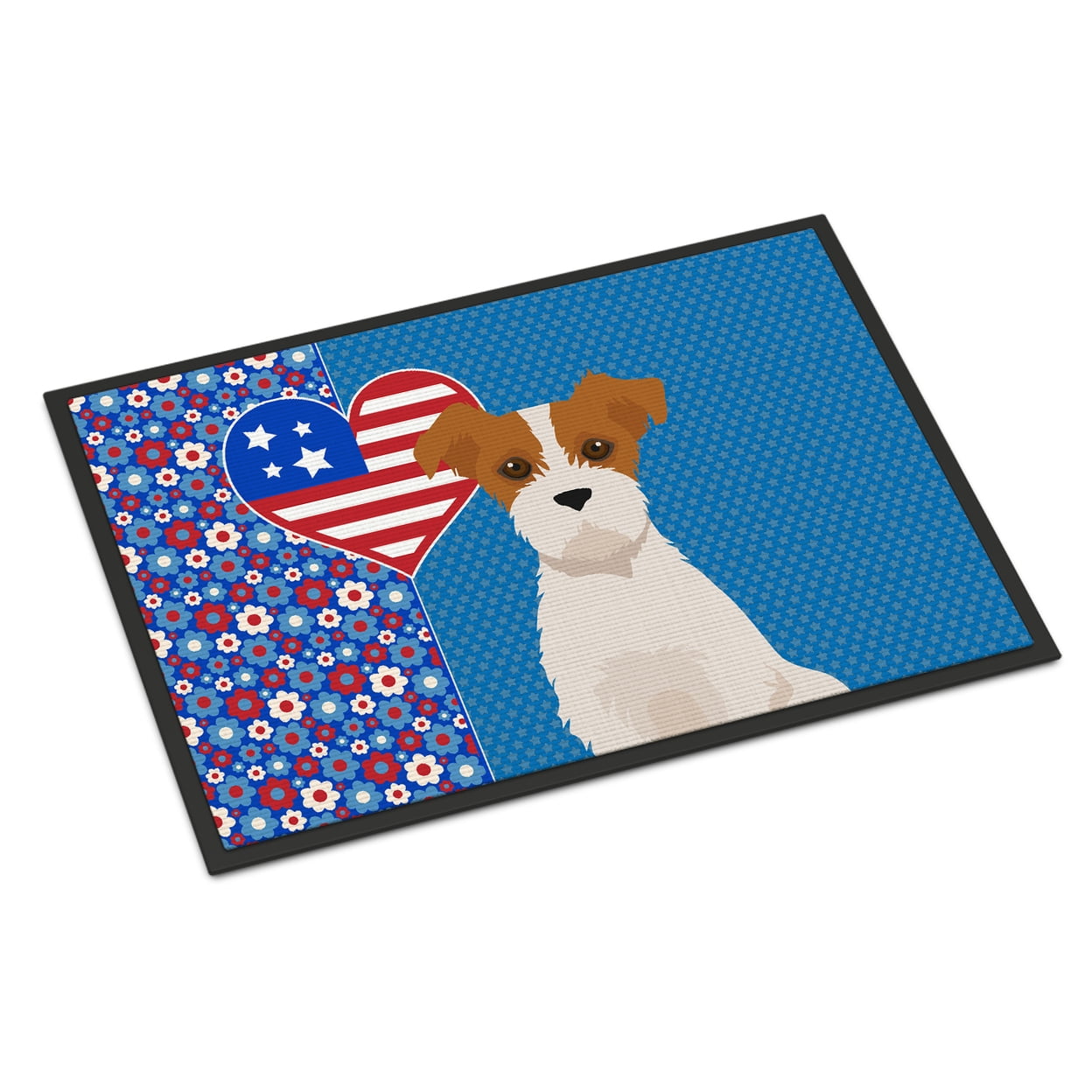 Brown White Wirehair Jack Russell Terrier Indoor or Outdoor Mat 24x36 36 in x 24 in