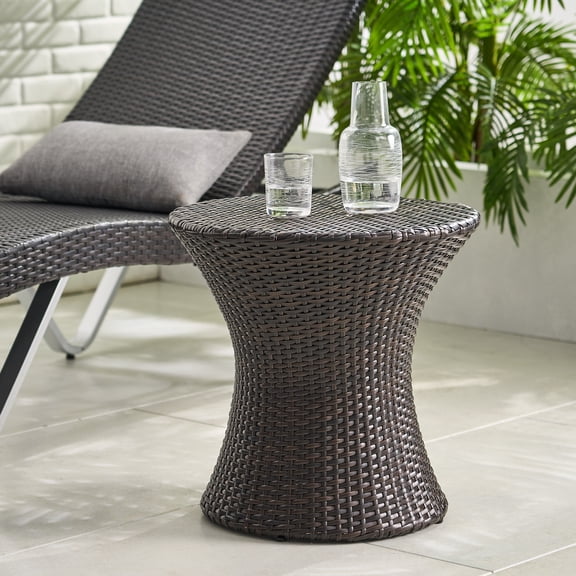 Brown Wicker Outdoor Brown Accent Table