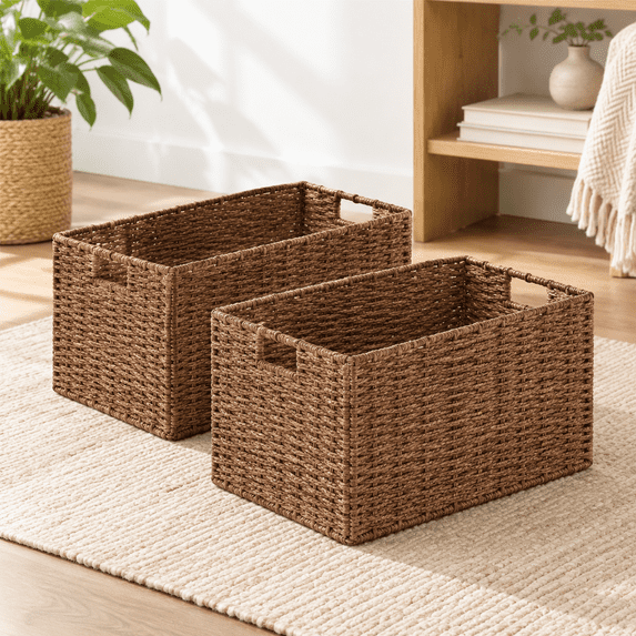 Brown Wicker Storage Basket, 15.2