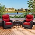 thumbnail image 1 of Brown Wicker Swivel Rocking Chair 3-Piece Set with Smiley Back & Side Table – Outdoor Patio Furniture, Red, 1 of 8