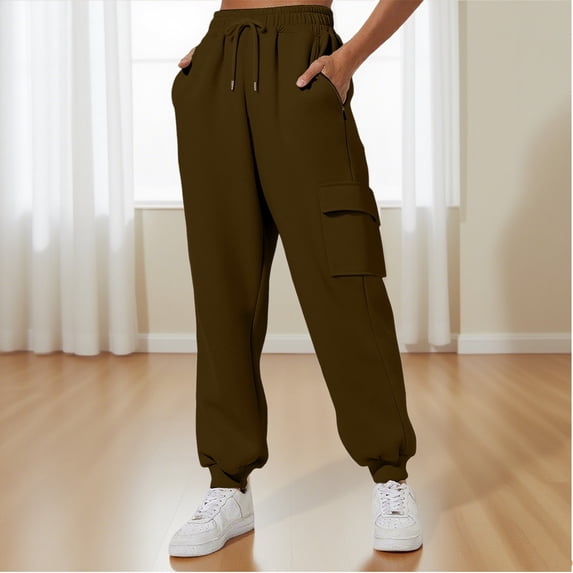 Brown Wide Leg Sweatpants Women's Thin High Waisted Loose Sweatpants Comfortable High Waisted Pants with Pockets Casual Sweatpants Fashion Clothing