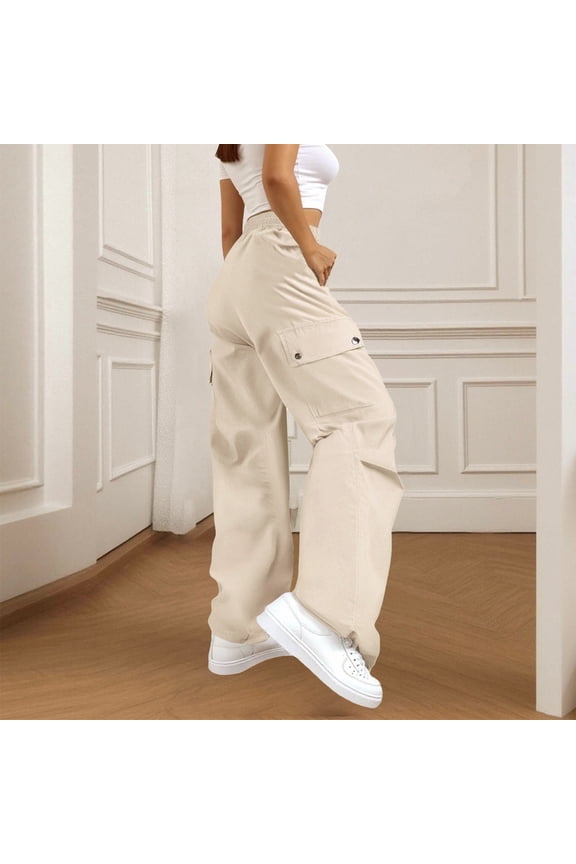 Brown Wide Leg Sweatpants Women's Work Pants: Casual Fashionable Loose Wide Leg Outdoor High Waisted Trendy Multi Pocket Work Pants Fashion Clothing
