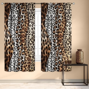 Animal Print Curtains Cow and Zebra Stripes Blackout Print Rod Pocket ...