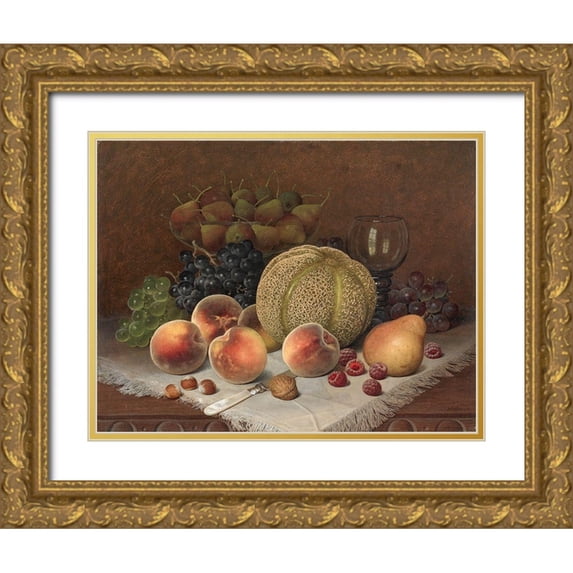 Brown, William Mason 14x12 Gold Ornate Wood Framed with Double Matting Museum Art Print Titled - Still Life with Cantaloupe