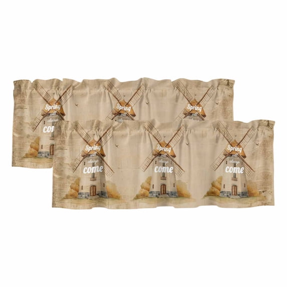 Brown Windmill 2 Panels Kitchen Valance, Spring Will Always Come ...