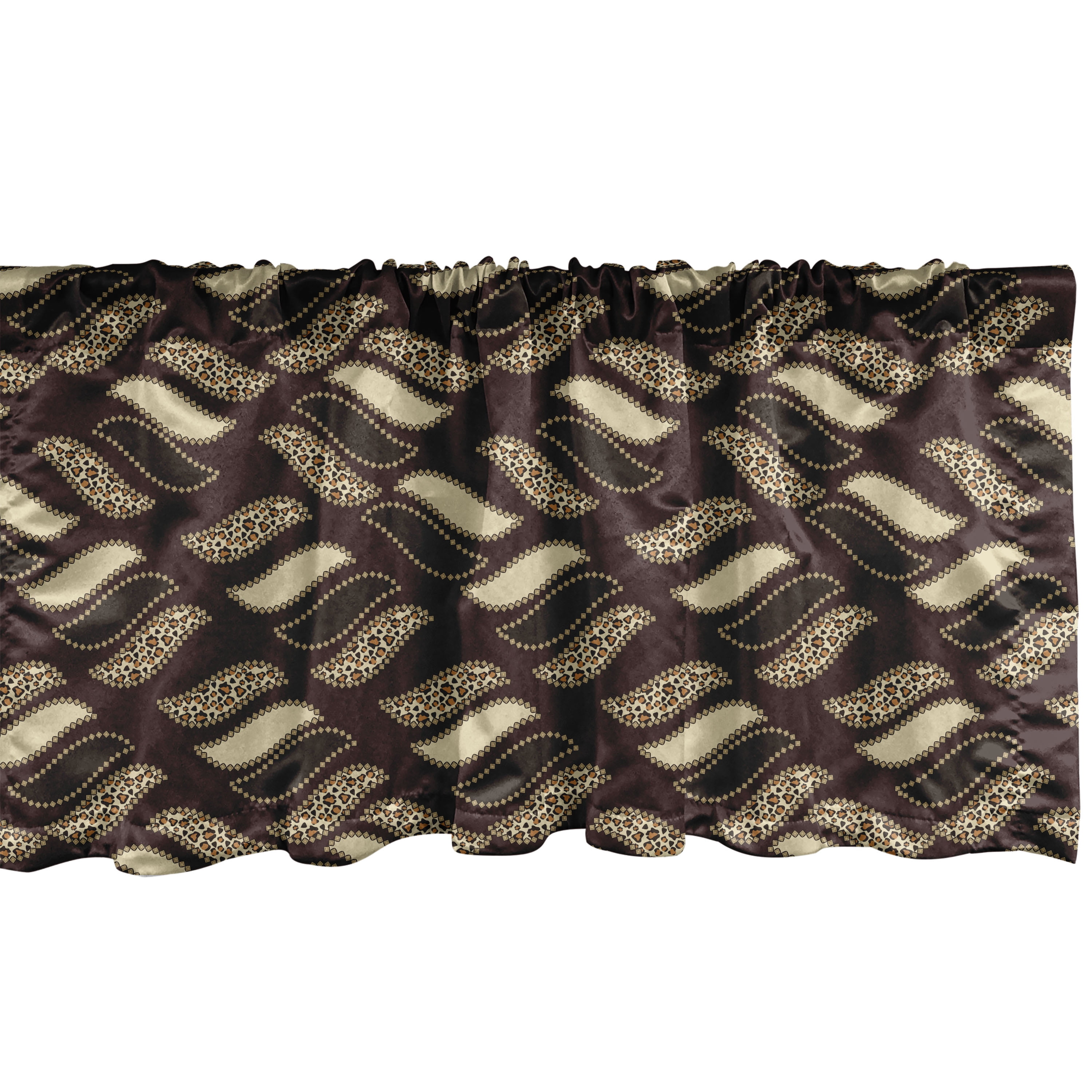 Brown Window Valance, Ethnic African Style Cheetah Skin Texture Pattern