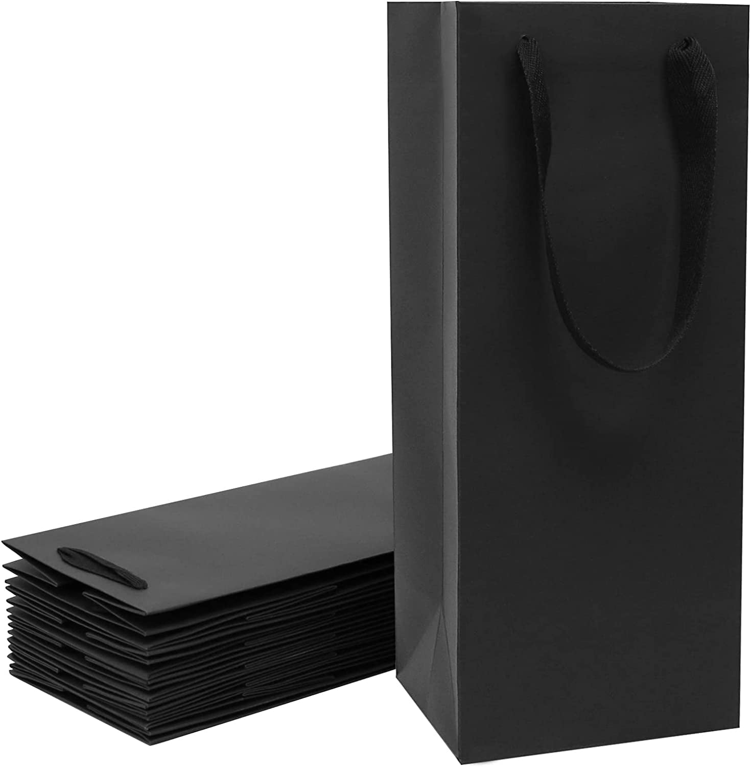 Brown Wine Bottle Gift Bags Bulk,10 Pack Kraft Paper Gift Bags with