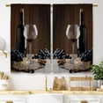 thumbnail image 1 of Brown Wine Kitchen Curtains Vintage Farmhouse Country Grape Glass Small Short Cafe Window Curtains Fruit Rod Pocket Bathroom Window Drapes Treatment Tier Curtains 2 Panels (27.5x36 Inch), 1 of 6