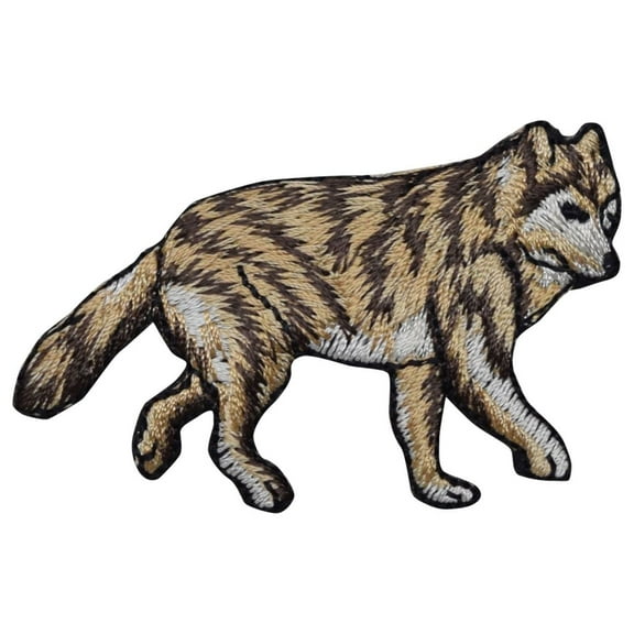 Brown Wolf - Walking Right - Iron on Applique/Embroidered Patch