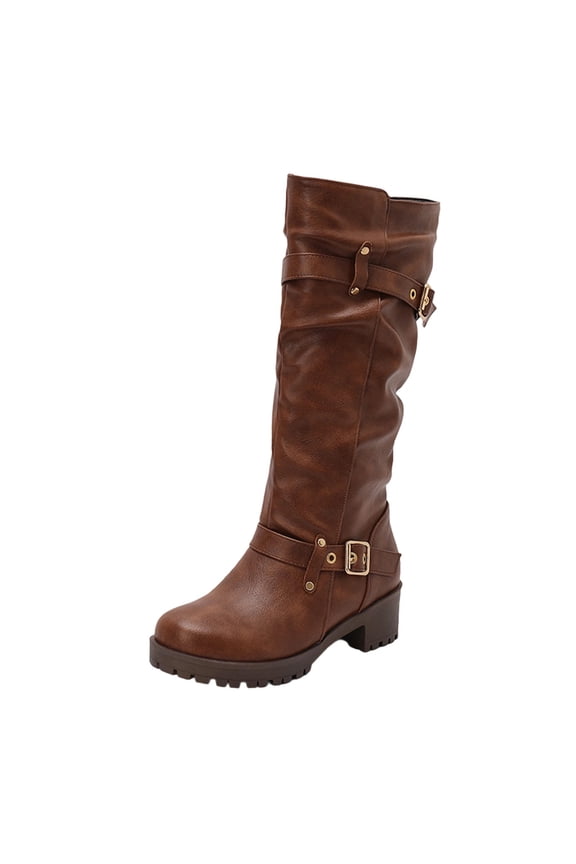 Brown Women Boots With Breathable Material Comfortable For Air Flow