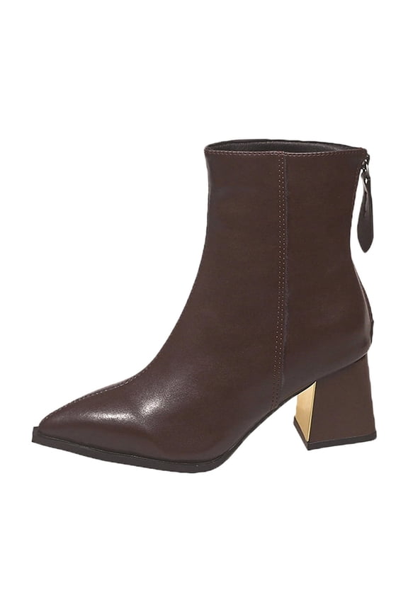 Brown Women Boots With Textured Finish Comfortable For Unique Appearance