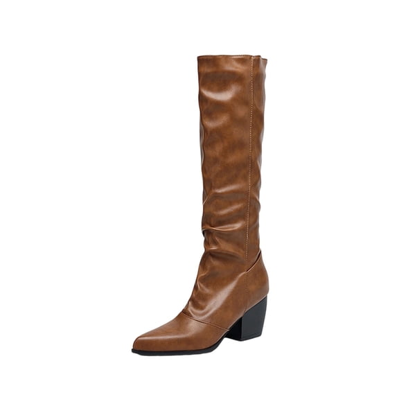 Brown Women Boots With Velcro Closure Comfortable For Easy Fit