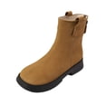 thumbnail image 1 of Brown Women Casual Versatile Sweet Cool Elastic Boots Thick Bottom Heightening Autumn Winter Flock Leather Comfortable Outdoor Walking Shoes, 1 of 9