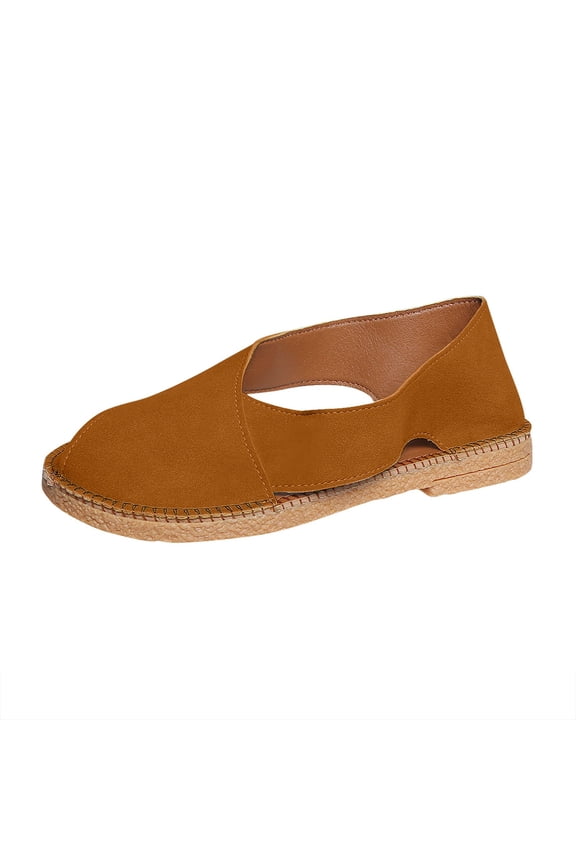 Brown Women Fashion French Style Sandals With Heel Cover And Hollow Bottom For Beach Activities