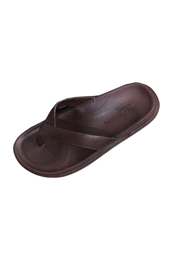 Brown Slide Sandals for Women Flat Beach Shoes Casual Outdoor Indoor Wear Synthetic Leather Upper Non Slip Sole Size 5.5