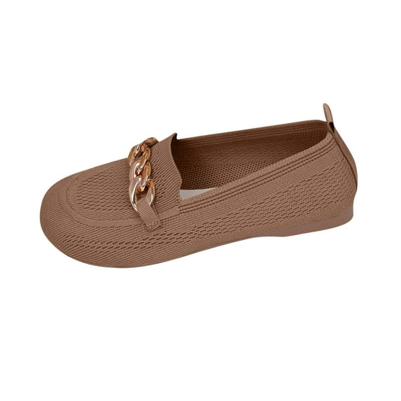 Brown Women Flat Heel Comfortable Casual Shoes With Solid Color Decoration For Leisure Activities Breathable Mesh Upper Low Heel 0.4 Inches Easy To Wear