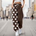 thumbnail image 1 of Brown Women Halloween Pajamas Pants Loose fit Elastic Waist Wide Leg Pajama Bottoms,Lounge Sleepwear,Halloween Outfits for Women M, 1 of 4