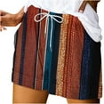 thumbnail image 1 of Brown Womens Shorts Graphic Loose Fit Shorts for Ladies Lace Spandex Lounge Striped Tie Knot Straight Leg Fall Summer Shorts 2025 Clothing Fashion Country Concert XL, 1 of 5