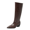 thumbnail image 1 of Brown Women Mid Calf Boots Pointed Toe Thick Heel Design Versatile For Everyday Wear, 1 of 8