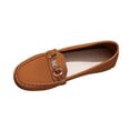 thumbnail image 1 of Brown Women Round Toe Moccasins Slip On Flat Bottom Shallow Mouth Lightweight Solid Color Casual Four Season Footwear, 1 of 7