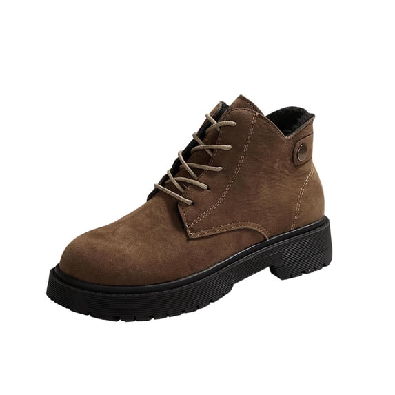 Brown Women'S Ankle Boots Mid Heel Bandage Strap Round Toe Comfortable Casual Outdoor Indoor Shoes - Size 36 Eu, 1.80Lb