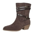 thumbnail image 1 of Brown Women'S Boots With Belt Buckle Decoration, Pointed Toe, Side Zipper Design, Chunky Heel For A Timeless Look, 1 of 9