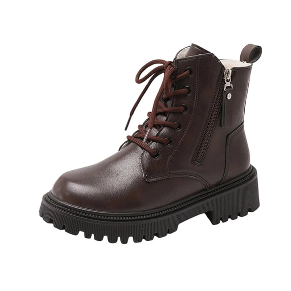 Brown Women'S Boots With Thick Heel And Sole For Height Increase Comfortable Wear In Autumn And Winter For Daily Activities