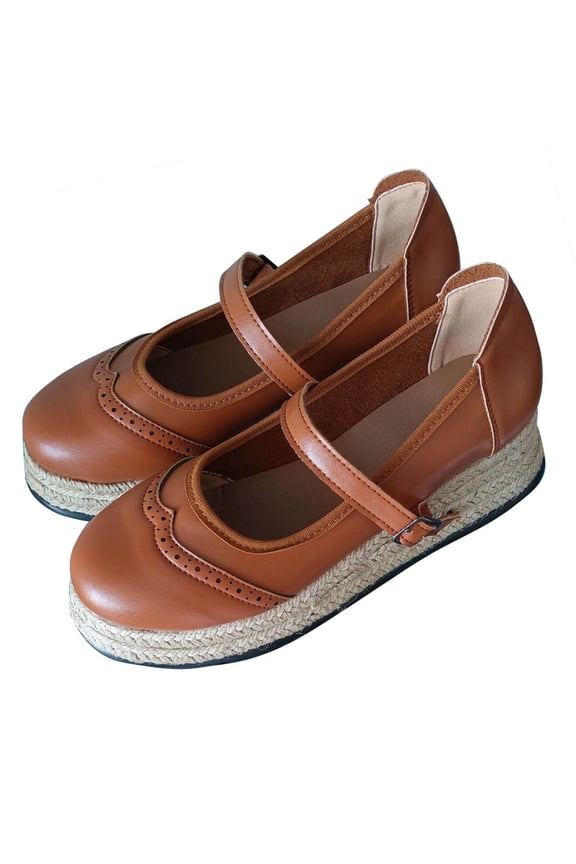 Brown Women'S Espadrilles Wedge Heel Platform Rope Bottom Waterproof Thick Sole Casual Summer Shoes Weight 0.78 Lb