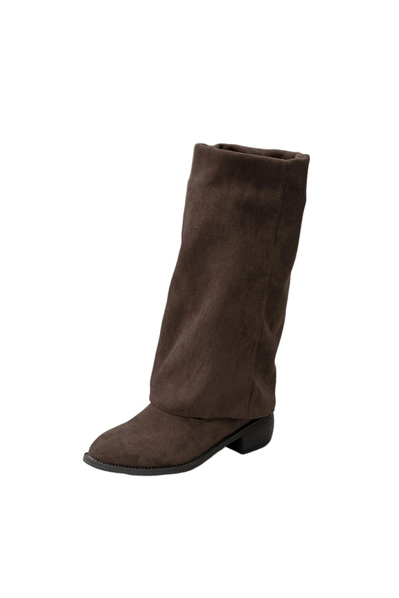 Brown Women'S Fashionable Classic Mid Calf Knight Boots Maillard Style Casual Versatile Fall Winter Trendy Comfortable Sturdy Boots 1.7 Lb