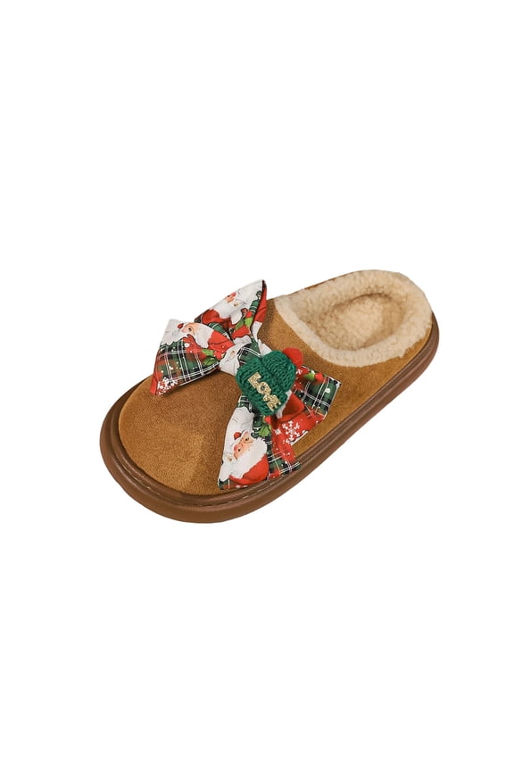 Brown Women'S House Slippers Cozy Faux Fur Open Toe Warm Slide Sandals Non-Slip Indoor Flat Shoes Winter Holiday Style Size 42 Eu