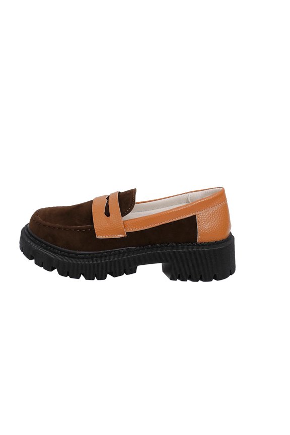 Brown Women'S Mid Heel Shoes Round Toe Comfortable Casual Footwear Lightweight For Daily Walking Work Shopping And All Season Versatile Casual Wear Size 38