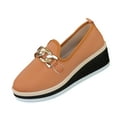 thumbnail image 1 of Brown Women'S Shoes With Metal Chain Wedge Heel And Thick Sole For Fashionable Ensembles, 1 of 9