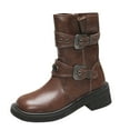thumbnail image 1 of Brown Women'S Trendy Boots With Buckle Design And Walkable Heel, 1 of 7