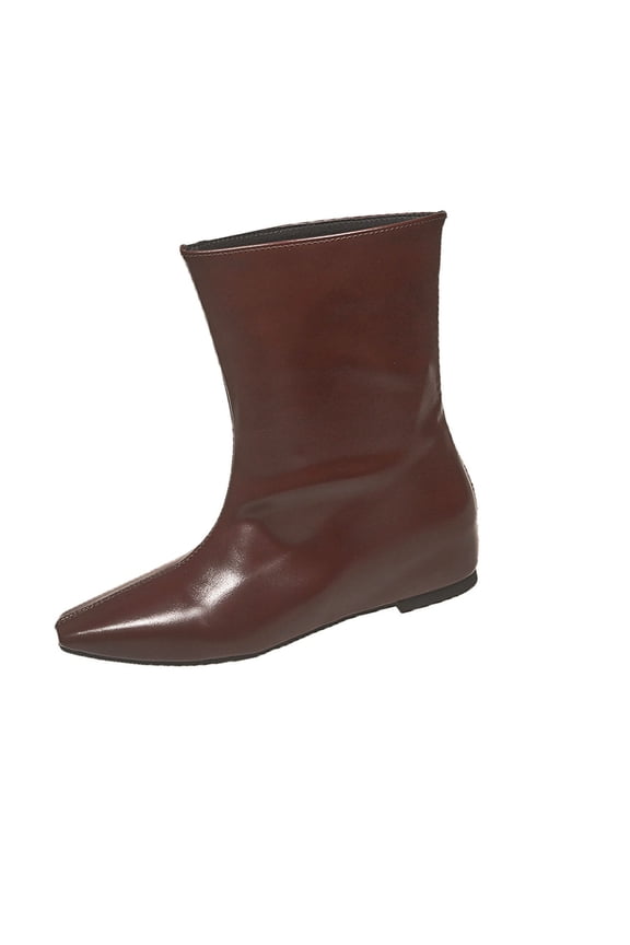 Brown Women'S Wedge Heel Ankle Boots British Style Slip On Winter Fashion Casual Comfortable Versatile Non-Slip Durable Short Booties For Women Daily Walking Outdoor Low Heel 1.40 Lb