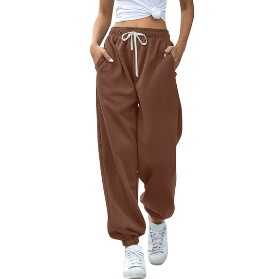 Brown Women's Casual Pants, Women'S Bottom Sweatpants Joggers Pants Workout High Waisted Yoga Pants With Pockets,Women's Casual Pants XXL