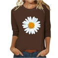 thumbnail image 1 of Brown Women's Short Sleeve T-shirt, Women'S Round Neck Printed Seven Sleeve Casual T Shirt Top,Women's Short sleeve T-shirt S, 1 of 6