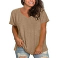 thumbnail image 1 of Brown Womens Blouses Plus Size V Neck T Shirts Women Short Sleeve Tops Casual Summer Tshirts Loose Fit Tee Ladies Tops and Blouses, 1 of 5