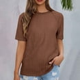 thumbnail image 1 of Brown Womens Blouses Women's Tops Trendy Casual 2025 Crew Neck Lightweight Shirts Knit Tunic Basic T Shirt Ladies Tops and Blouses, 1 of 5