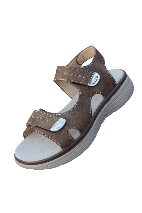 Brown Womens Casual Platform Beach Sandals Breathable Oversized Comfortable Slippers Pu Shoes 1Pc Without Shoe Box Size 36 Eu Foot Length 9.06 Inches