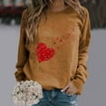 thumbnail image 1 of Brown Womens Fall Tops Women's Fashionable Round Neck Casual Valentine's Day Love Printed Long Sleeved Top Sweatshirt Sweaters for Women, 1 of 4