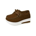 thumbnail image 1 of Brown Womens Flock Material Loafers With Wedge Heel And Lace-Up Design For All-Day Comfort, 1 of 8