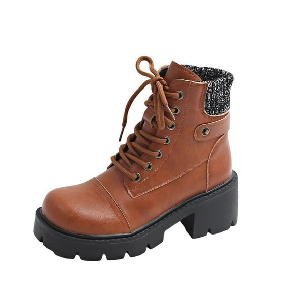 Brown Womens High Heel Boots With Round Toe And Back Zipper For Casual And Fashionable Outfits